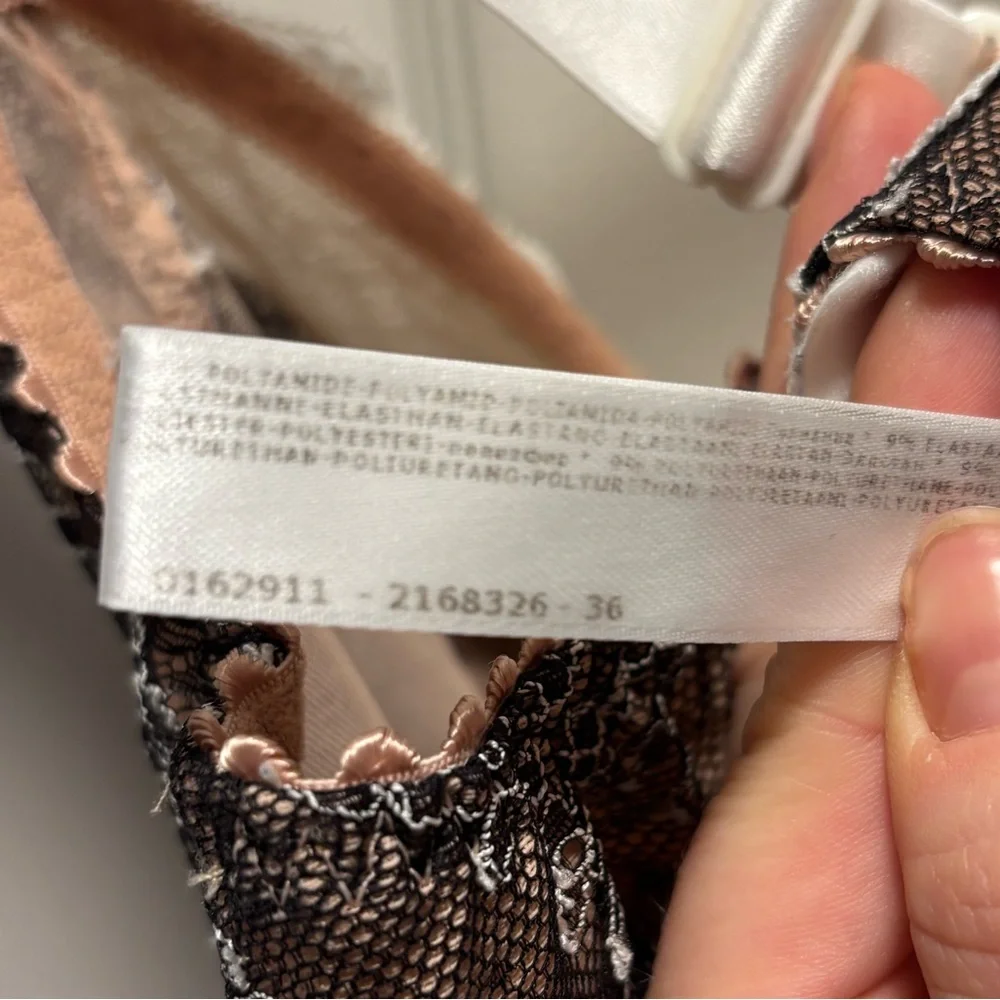 Prima Donna | Crystal Black Cream Lace Full Cup‎ Bra Sz 36F 016-2911
